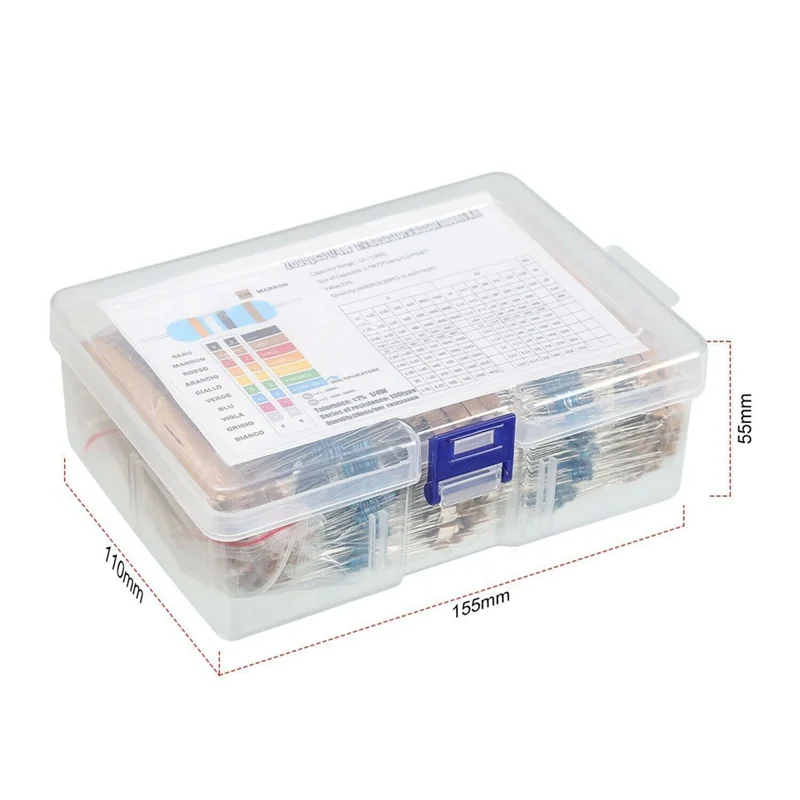 FULL-2600Pcs 130 Values Resistors Assortment Kit 1 Ohm- Ohm 0.25W 1/4W Metal Film Resistor Kit For Electronic Circuit DIY