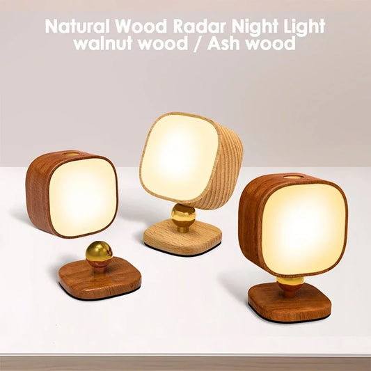 Wireless Charging Bedside Wall Lamps Wood Night Light Portable Creative Magnetic Touch Switch ntelligent Human Body Wall Lights