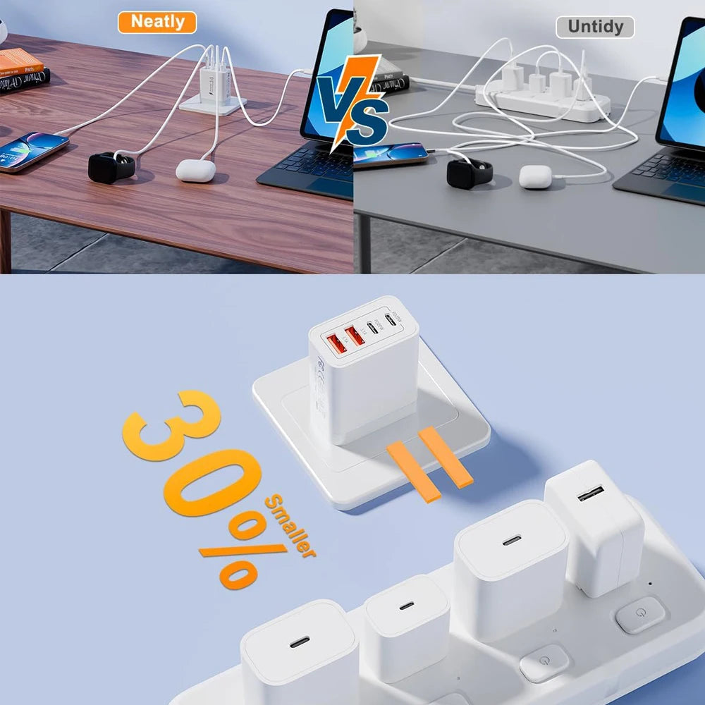 AU Wall Plug Travel Chargers, Multi-Port USB-C/USB-A Mobile Phone Charger, 40W PD Fast Charging Block Adapter for iPhone, Xiaomi