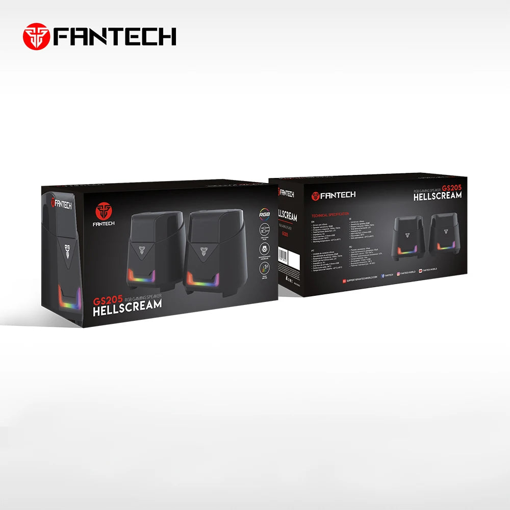 FANTECH HELLSCREAM GS205 Gaming Speakers USB And 3.5MM Plug Mini Wired RGB Speakers for PC LAPTOP Speakers Gamer
