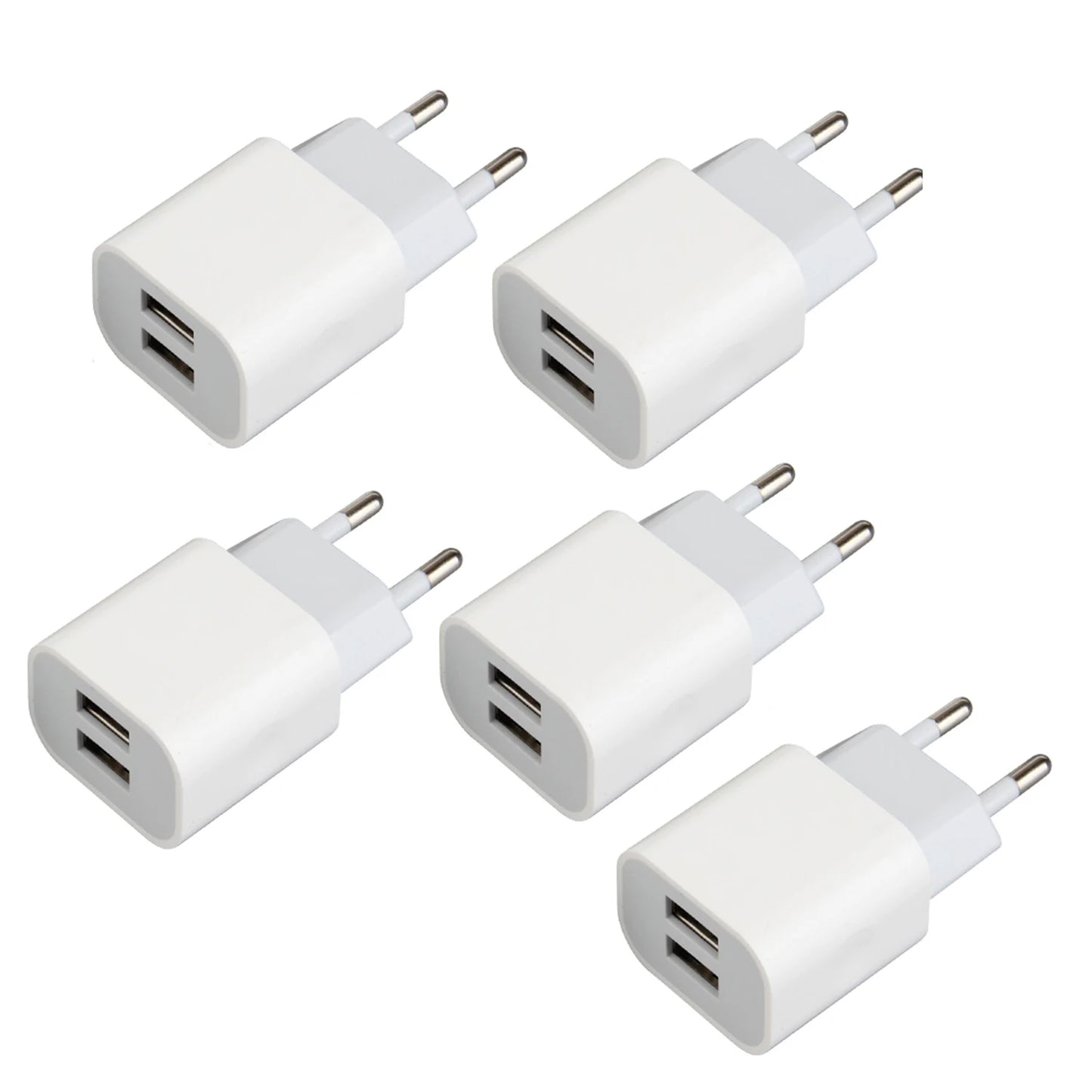 European Wall Charger, USB 2.1AMP Universal Europe Charger Block Dual Port Plug Compatible for Mobile Phone