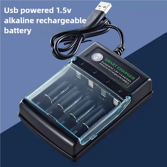 1.5V USB 4 slots Charger Independent Charging AA alkaline battery charger Smart Portable Rechargeable Battery Charger with cover