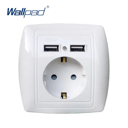 Dual USB Port Wall Charger Adapter Charging 2A Wall Charger Adapter EU Plug Socket Power Outlet White