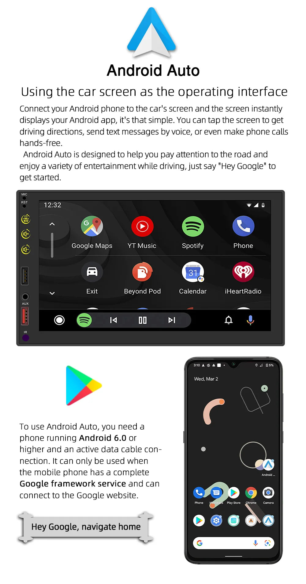 2 Din 7 Inch Wired CarPlay Android Auto HD RDS FM AM Touch Screen Car Multimedia Player Stereo Mirror Link Movie Playback