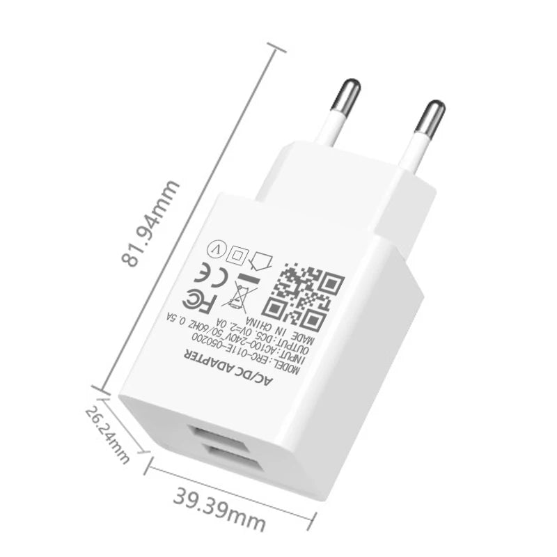 Wall Phone Charger Adapter For Xiaomi A1 A2 lite Redmi Note 4X 4 5A 5 6 7 Pro OPPO A5 A7 A9 F5 F7 Micro USB Phone Charger Cable