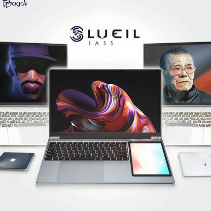 Dual Full HD Business Laptop 15.6" 7" IPS Touch Screens Intel Celeron Quad Core 2.0GHz 90Hz Refresh Rate SSD Win 10/11 216ppi