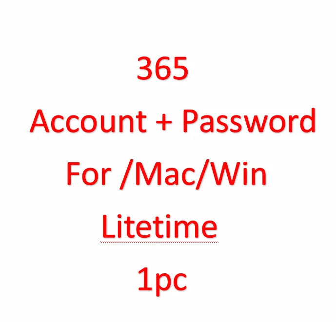 Office 365 Pro Plus Enterprise Software Account Password Access for MAC and for with Lifetime 1 Device License in Stock