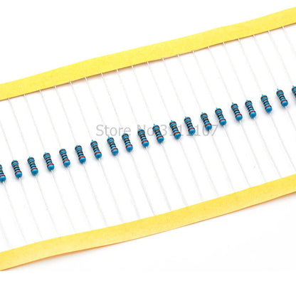 100PCS/LOT 1/4W 1R~22M 1% Metal film resistor 100R 220R 1K 1.5K 2.2K 4.7K 10K 22K 47K 100K 100 220 1K5 2K2 4K7 ohm Resistance