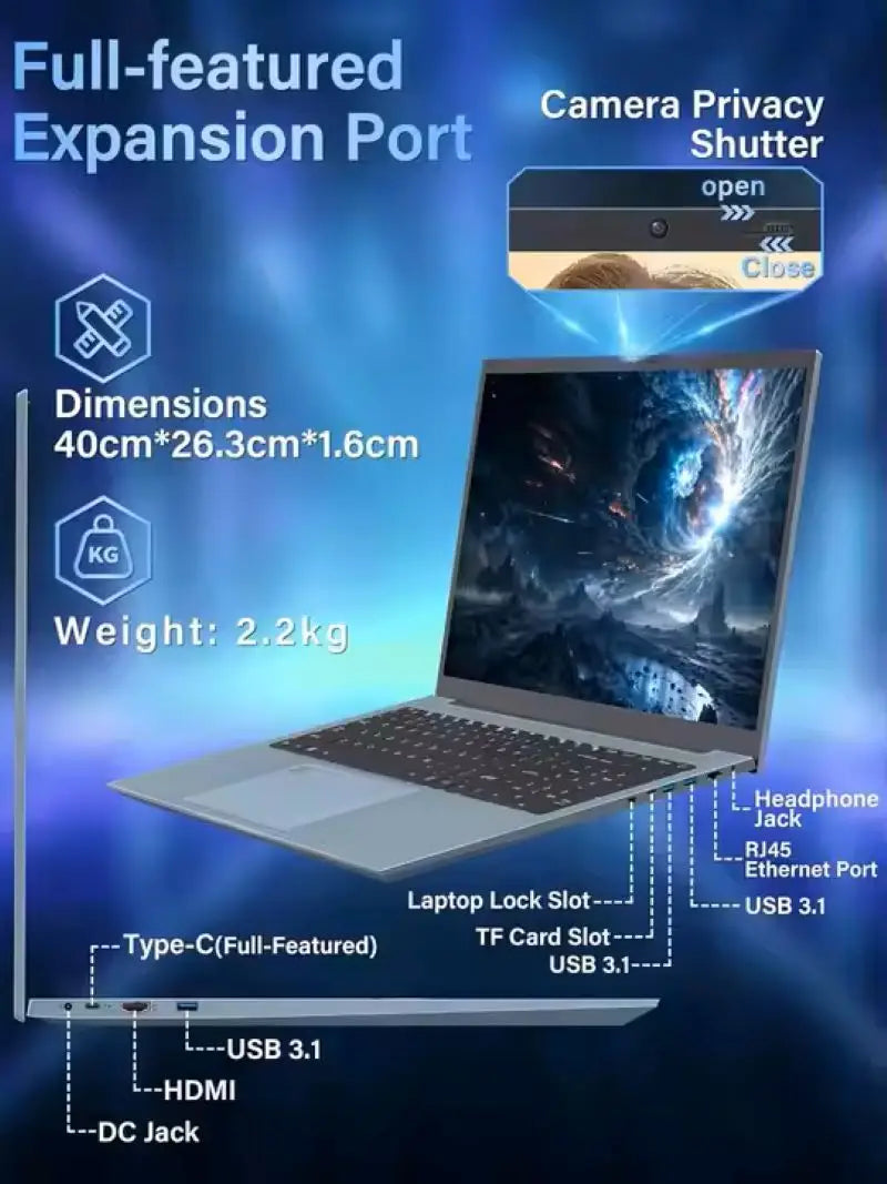 Laptops Brand New 17.3" Laptop Business I5-1038gn7 2tb Win 11 High Refresh Fingerprint Unlock Student Gaming Computer