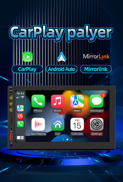 2 Din 7 Inch Wired CarPlay Android Auto HD RDS FM AM Touch Screen Car Multimedia Player Stereo Mirror Link Movie Playback