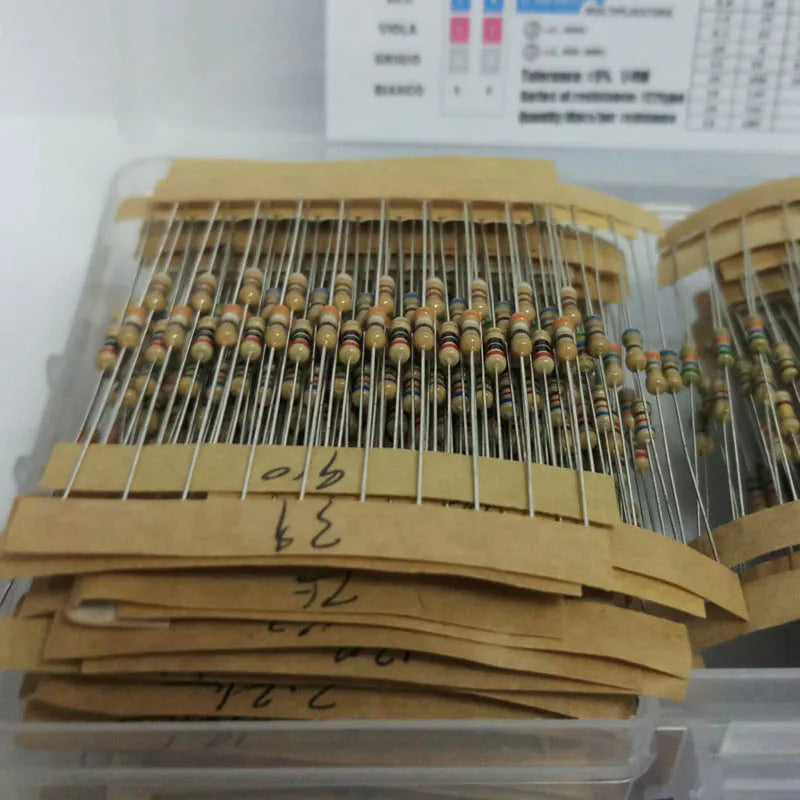 1220Pcs Resistor Kit 1/4W 5% 0.33 Ohm - 4.7M Ohm 122values X 10pcs Resistencias Resistor Pack Carbon Film Resistors Set Box