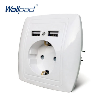 Dual USB Port Wall Charger Adapter Charging 2A Wall Charger Adapter EU Plug Socket Power Outlet White