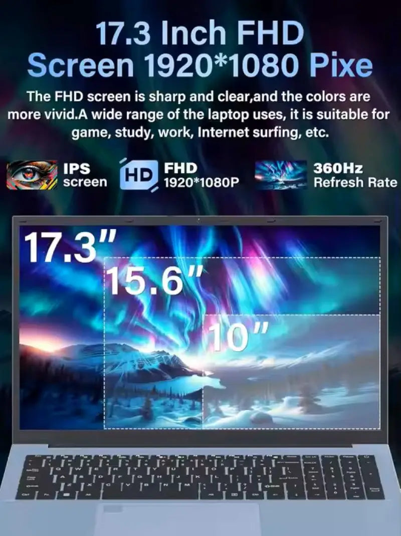 Laptops Brand New 17.3" Laptop Business I5-1038gn7 2tb Win 11 High Refresh Fingerprint Unlock Student Gaming Computer