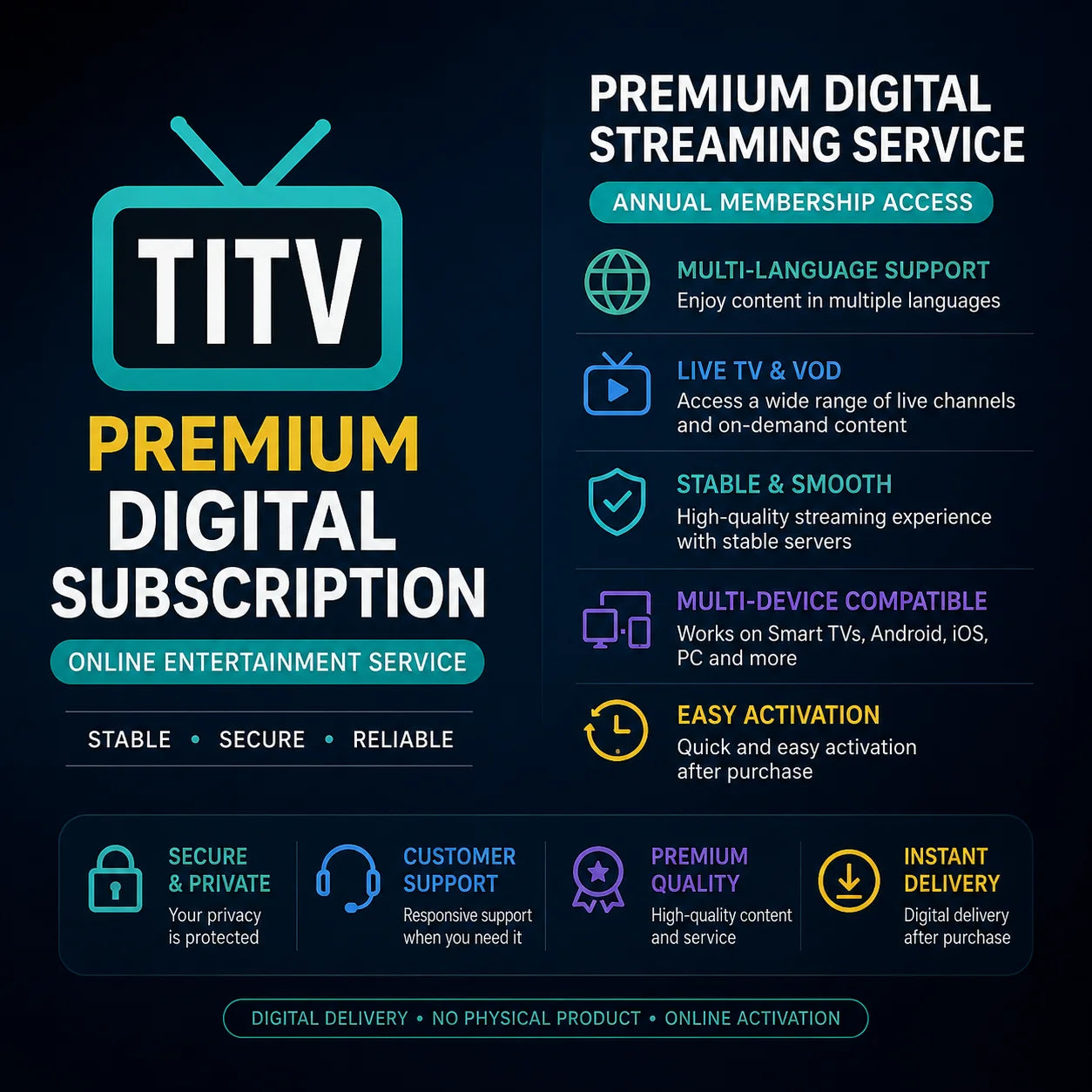 Premium Digital Streaming Subscription Multi Language Entertainment Service Annual Online Membership Access China Origin