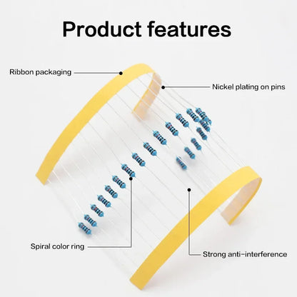 300/600PCS 1/4W Resistance 1% Metal Film Resistor Kit with Box 1K 10K 100K 220ohm 1M Resistors 30 Kinds