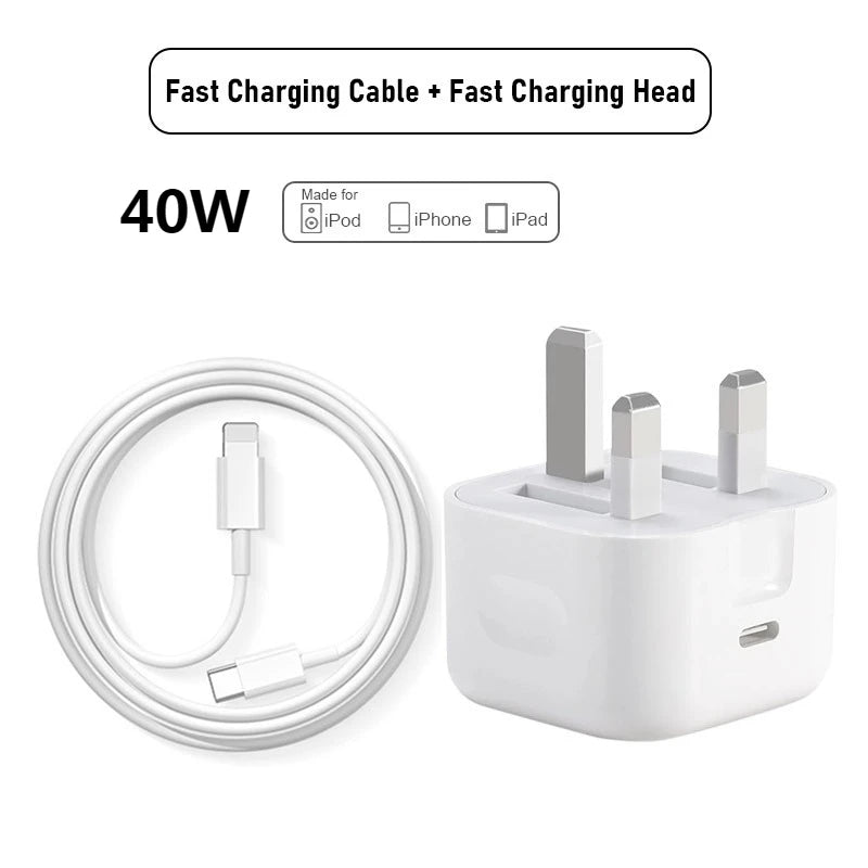 20W/35W/40W Super Charger Set British Standard Wall Charger Support PD Fast Charging Protocol PD/Dual Type-C for iPhone
