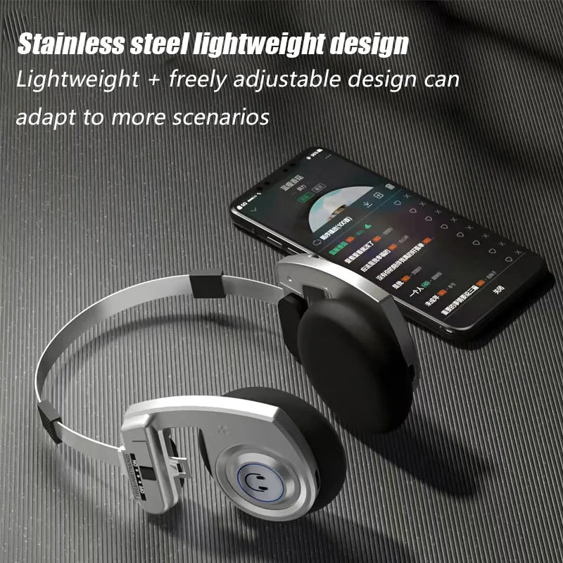 Wireless Retro Over-Ear Bluetooth Headphones with 3D Surround HIFI Sound Support Foldable Noise Cancelling & Built-in Microphone