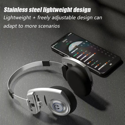 Wireless Retro Over-Ear Bluetooth Headphones with 3D Surround HIFI Sound Support Foldable Noise Cancelling & Built-in Microphone