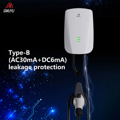 GWUYU GBT Standard EV Charger 11KW-22KW 3-Phase for Household Car Charging Station Wall Mount with 5m Charging Cable