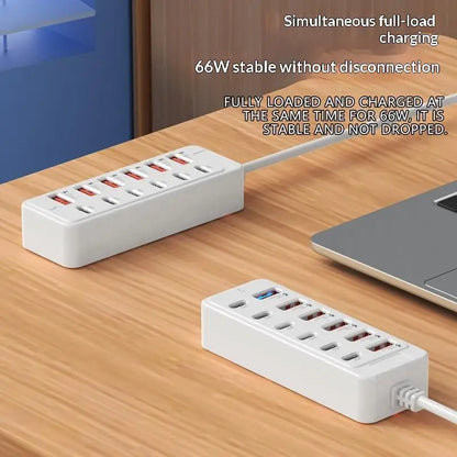 ●12 In 1 Power Strip Multi Port USB Charger Station Wall Desktop Power Adapter 6 USB 6 Type C Fast Charging Charger For Phone