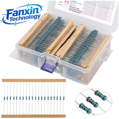 2600-600PCS,130 Values 1/4W 0.25W 1% Metal Film Resistors Assorted Pack Kit Set Lot Resistors Assortment Kits Fixed Resistor