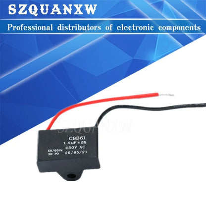 Capacitors 1UF 1.2UF 1.5UF 2UF 3UF 4UF 5UF 8UF 10UF 12UF 20UF 450V AC CBB61 Metallized Capacitor For Motor Start-up Ceiling Fan