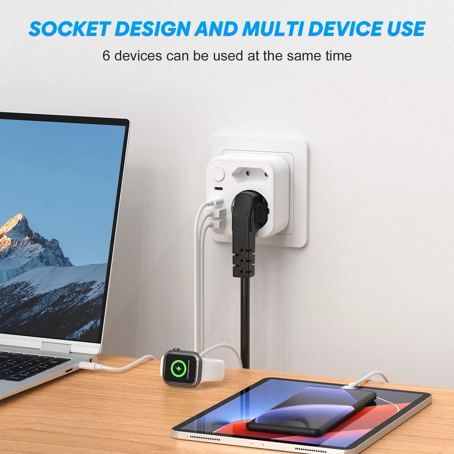 Multiple Socket Wall Charger with 4 USB 17W fast charing Power Plugs, Double Plug for USB Socket adapter for home travel