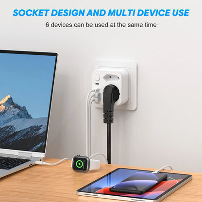Multiple Socket Wall Charger with 4 USB 17W fast charing Power Plugs, Double Plug for USB Socket adapter for home travel