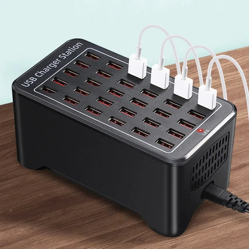 10 15 20 25 30 Ports HUB USB Charger 150W Universal Wall Desktop Fast Charging Station Dock for Mobile Phone Power Adapter