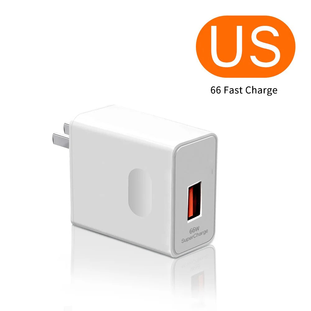 66W Fast Charging Charger With 6A Data Cables For iPhone Huawei Mate 40 50 60 P50 Nova 9 10 Honor 90 100 X9 Xiaomi Wall Charger