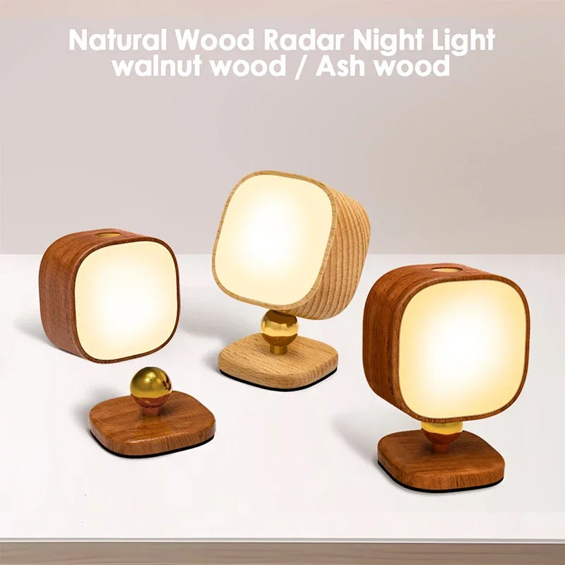 Wireless Charging Bedside Wall Lamps Wood Night Light Portable Creative Magnetic Touch Switch ntelligent Human Body Wall Lights