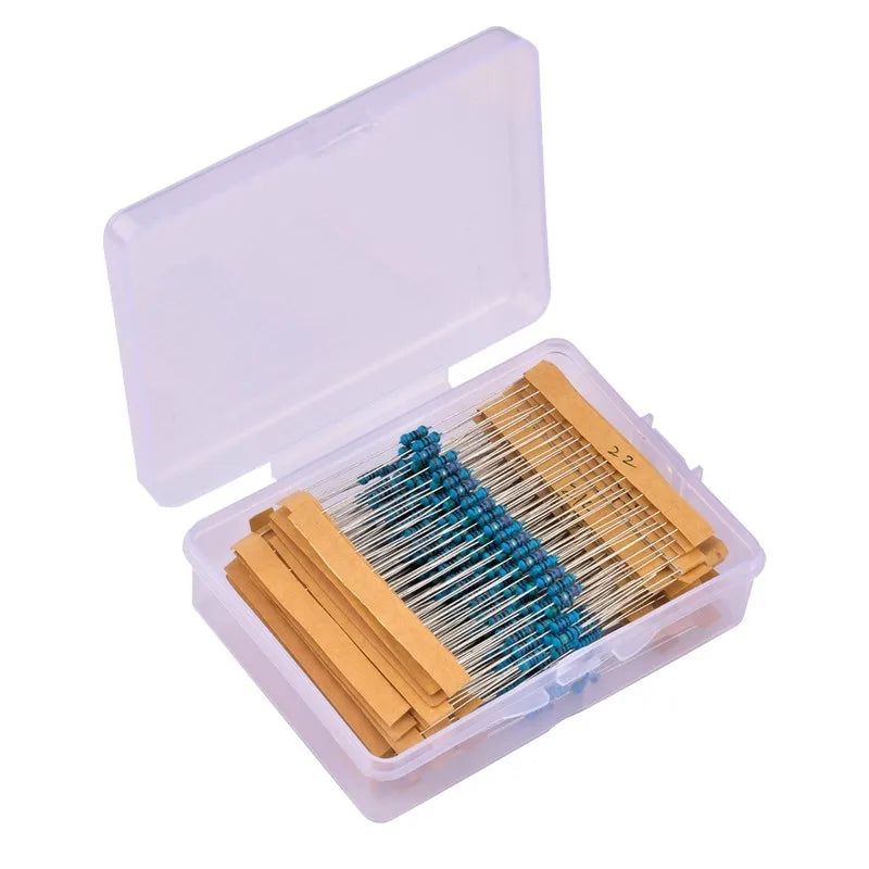 300/600/2600pcs 1/4W Metal Film Resistor 30/130 Values Resistance Kit 1Ω-3Mohm 0.25W 1% Resistors Set 10K 22ohm 33R 4.7K 5K1 1M