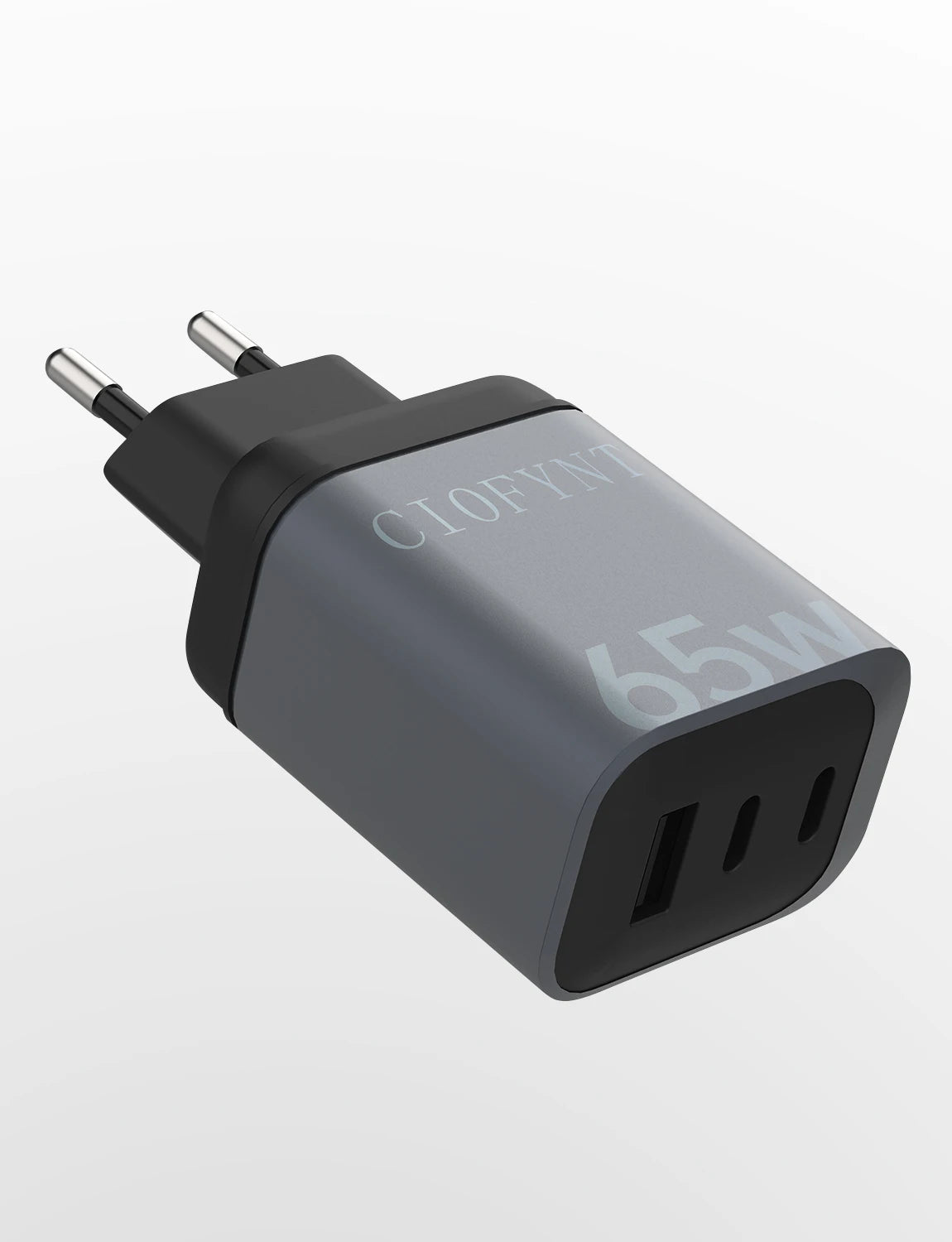 65W GaN Charger, 3-Port Fast Charger, USB-C PD 3.0, QC3.0, EU Plug Wall Charger, Multi-Device Charging, Compact Travel Charger,