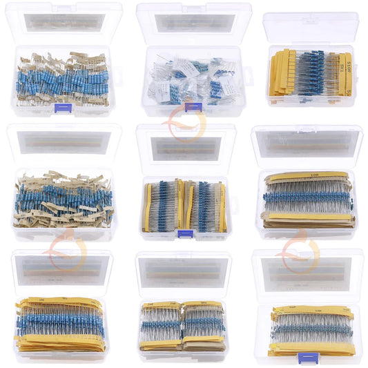 1/8W 1/4W 1/2W 1W 2W 3W 0Ω~10MΩ 1% Metal Film Resistor Resistance Assortment Kit With box