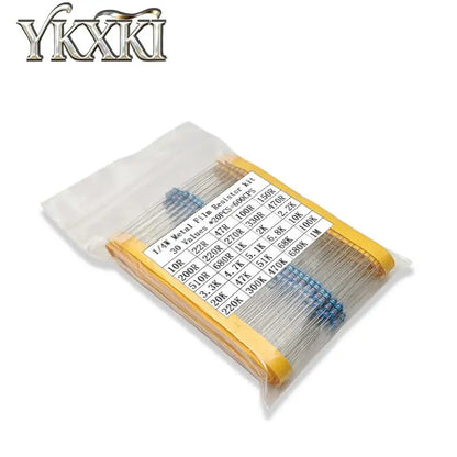 300Pcs 600Pcs 820Pcs 1/4W Metal Film Resistor kit set 30/41 Values resistors pack 1R~1M ohm Resistance 1% Set of resistors