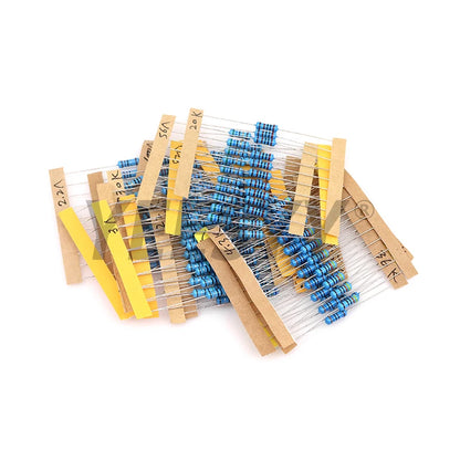 1100pcs 1/2W Metal Film Resistor Kit 1% 0.1 ohm - 2.2M 110 ValuesX10pcs 0.5W Resistance Set Assortment Pack