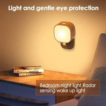 Wireless Charging Bedside Wall Lamps Wood Night Light Portable Creative Magnetic Touch Switch ntelligent Human Body Wall Lights