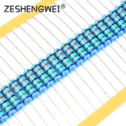 600pcs/set 30 Kinds 1/4W Resistance 1% Metal Film Resistor Pack Assorted Kit 1K 10K 100K 220ohm 1M Resistors 300pcs/set