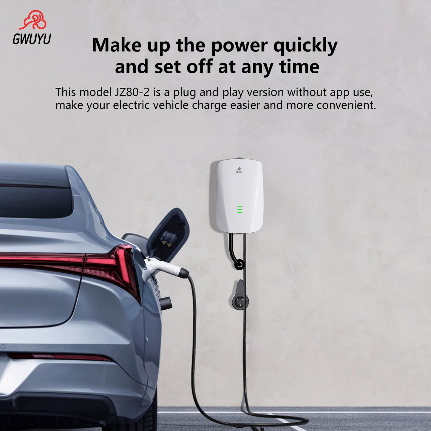 GWUYU GBT Standard EV Charger 11KW-22KW 3-Phase for Household Car Charging Station Wall Mount with 5m Charging Cable
