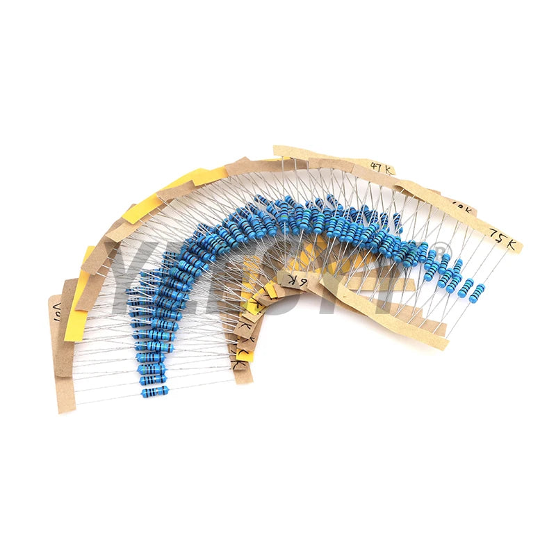 1100pcs 1/2W Metal Film Resistor Kit 1% 0.1 ohm - 2.2M 110 ValuesX10pcs 0.5W Resistance Set Assortment Pack