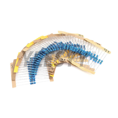 1100pcs 1/2W Metal Film Resistor Kit 1% 0.1 ohm - 2.2M 110 ValuesX10pcs 0.5W Resistance Set Assortment Pack