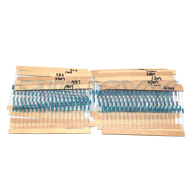 600 Pcs Metal Film Resistor Kit Assorted Kit 30 Values Metal Film Resistor Resistance 1/4W 1ohm-10Mohm 1% Tolerance