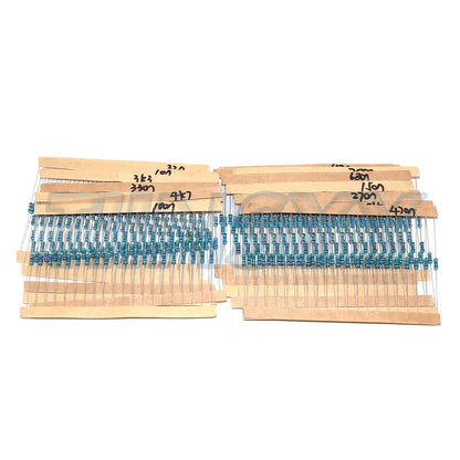 600 Pcs Metal Film Resistor Kit Assorted Kit 30 Values Metal Film Resistor Resistance 1/4W 1ohm-10Mohm 1% Tolerance