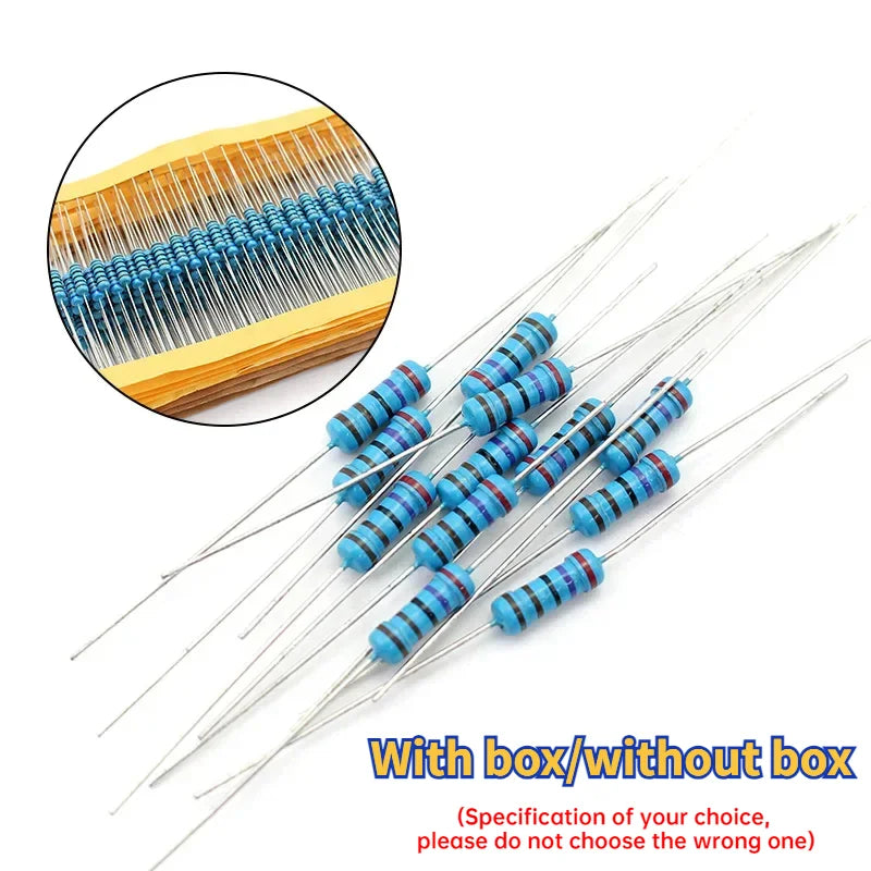 1/4W Metal Film Resistor kit set 30 Values resistors pack , 10 ohm ~1M Resistance 1% Set of resistors diy electronic components
