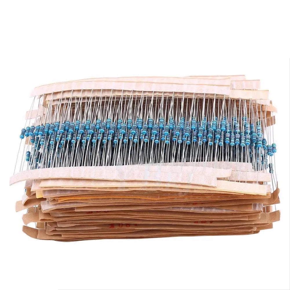 1280 Pcs 64 Value 1/4W Metal Film Resistor Kit 1R-10M Ohm 1% Resistor Product Combination Set High-Precision Stable Low Noise