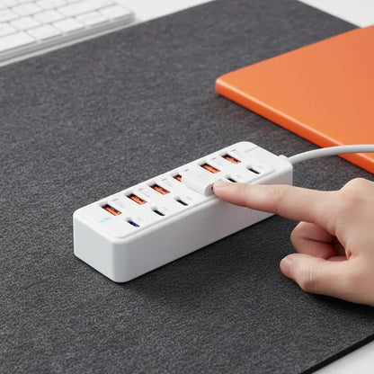 12 In 1 Power Strip Multi Port USB Charger Station Wall Desktop Power Adapter 6 USB 6 Type C Fast Charging Charger For Phone