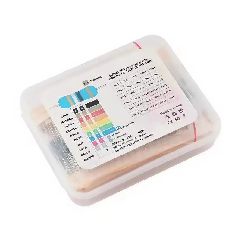 Boxed 600pcs 30Types 20pcs Each 1% Precision 1/4W Metal Film Resistors