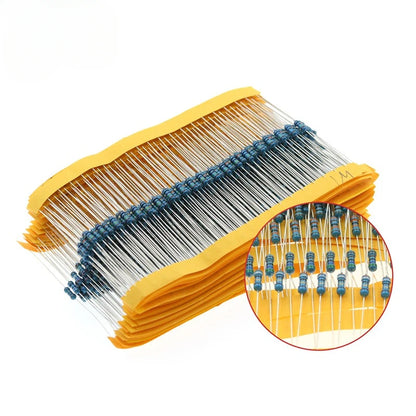 1280 Pcs 64 Value 1/4W Metal Film Resistor Kit 1R-10M Ohm 1% Resistor Product Combination Set High-Precision Stable Low Noise