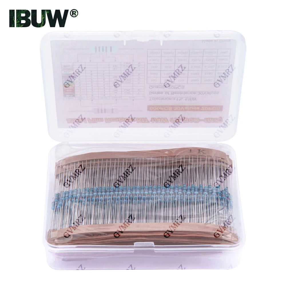 600PCS 30Values 1/4W Metal Film Resistor Assortment Kit - 20PCS Each, Boxed for Electronics DIY, Repair & Projects