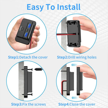 *ABDH 66W 12V Charger Panel Wall Mount QC3.0+PD3.0+QC3.0 USB Outlet Charger Socket Power Outlet for Car Marine Bus RV Truck